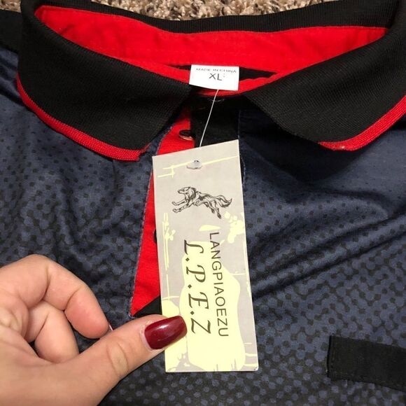 LANGPIAOEZU L.P.E.Z red blue black polo XL - Picture 8 of 8